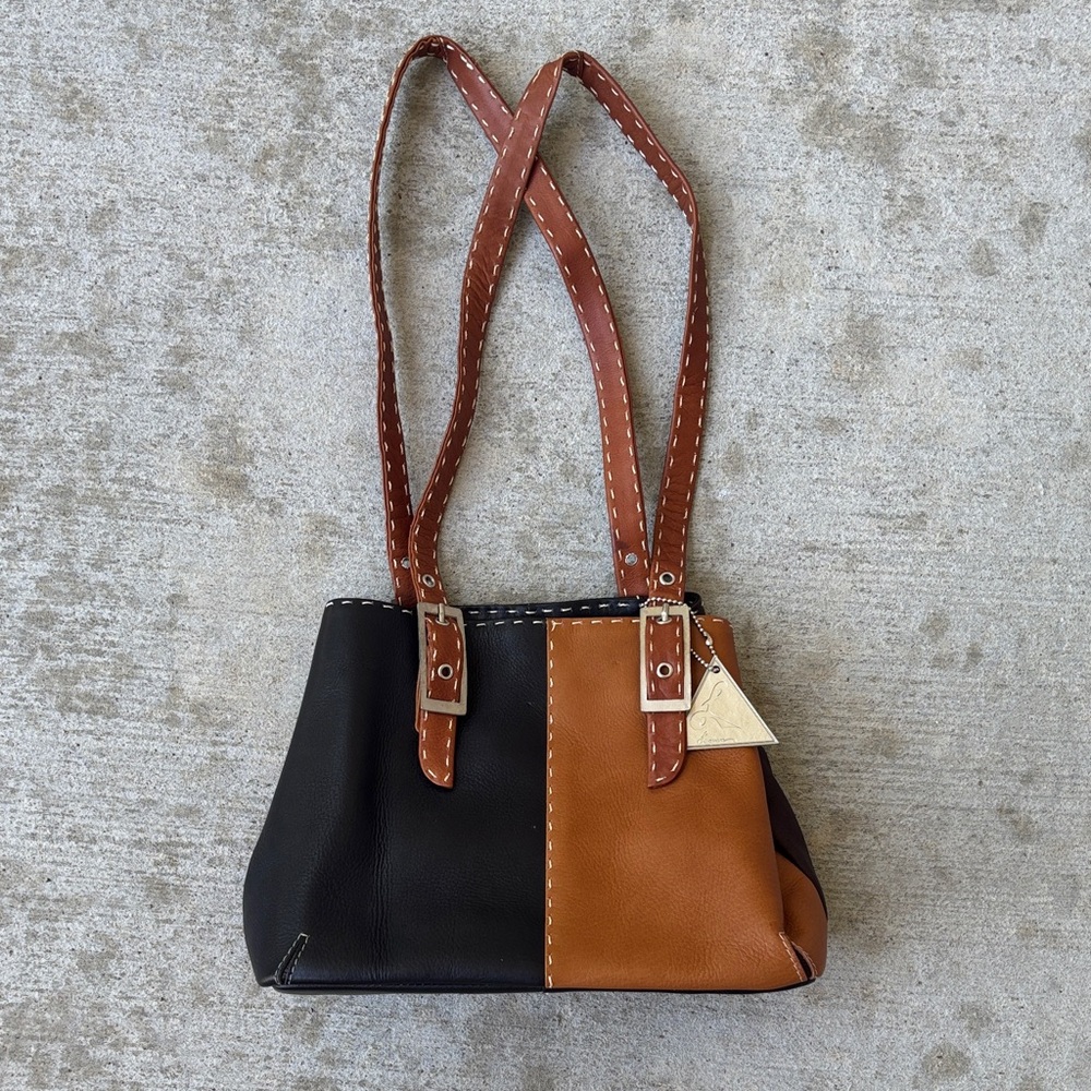 Lavive Leather Black and Brown Shoulder Bag